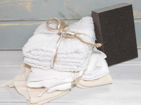 Sanding Sponge and Buffing Cloths
